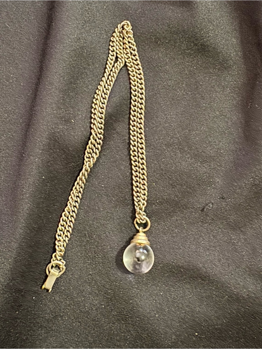 Gold Chain Necklace with Clear Glass Pendant
